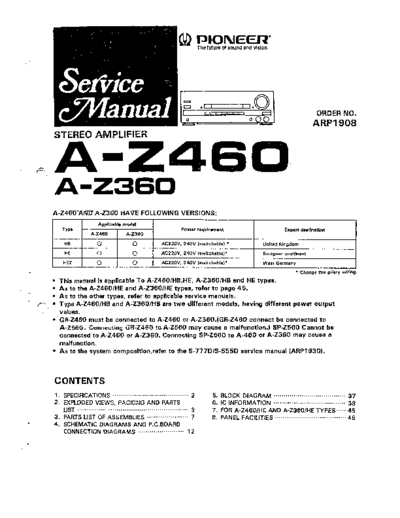 Pioneer hfe pioneer a-z360 z460 service  Pioneer Audio A-Z360 hfe_pioneer_a-z360_z460_service.pdf