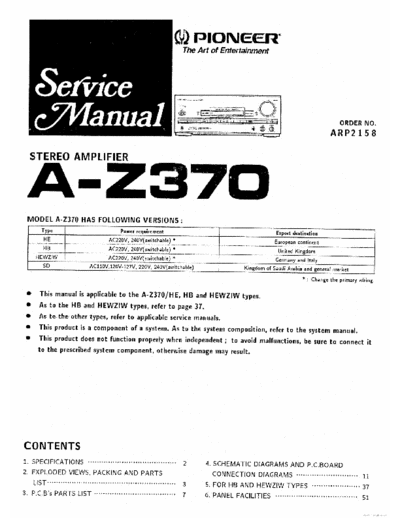 Pioneer hfe pioneer a-z370 service  Pioneer Audio A-Z370 hfe_pioneer_a-z370_service.pdf
