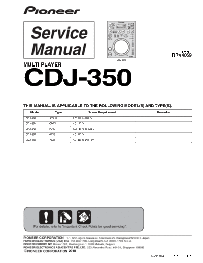 Pioneer CDJ-350 service manual  Pioneer Audio CDJ-350 CDJ-350 service manual.pdf