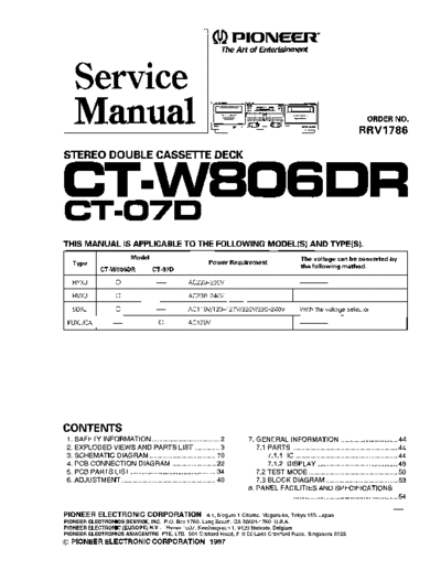 Pioneer hfe   ct-07d w806dr rrv1786 service en  Pioneer Audio CT-07D hfe_pioneer_ct-07d_w806dr_rrv1786_service_en.pdf