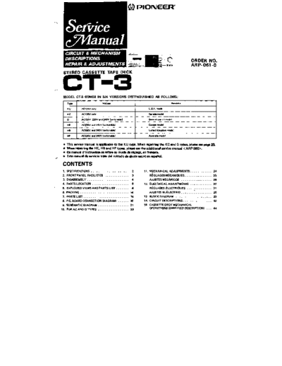 Pioneer hfe pioneer ct-3 service  Pioneer Audio CT-3 hfe_pioneer_ct-3_service.pdf