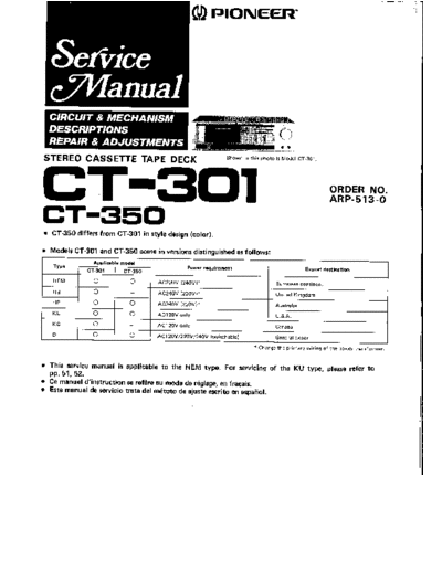 Pioneer hfe pioneer ct-301 350 service  Pioneer Audio CT-350 hfe_pioneer_ct-301_350_service.pdf