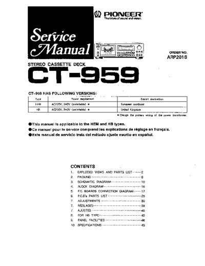 Pioneer hfe   ct-959 service  Pioneer Audio CT-959 hfe_pioneer_ct-959_service.pdf