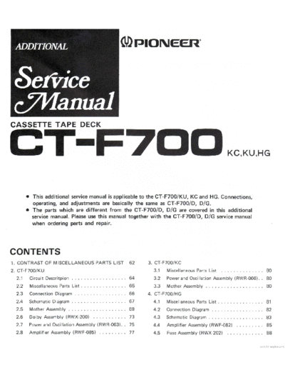 Pioneer hfe pioneer ct-f700 service add en  Pioneer Audio CT-F700 hfe_pioneer_ct-f700_service_add_en.pdf