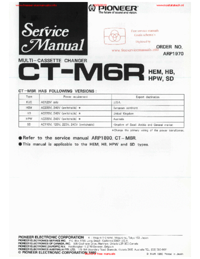 Pioneer pioneer ct m6r arp1970  Pioneer Audio CT-M6R pioneer_ct_m6r_arp1970.pdf