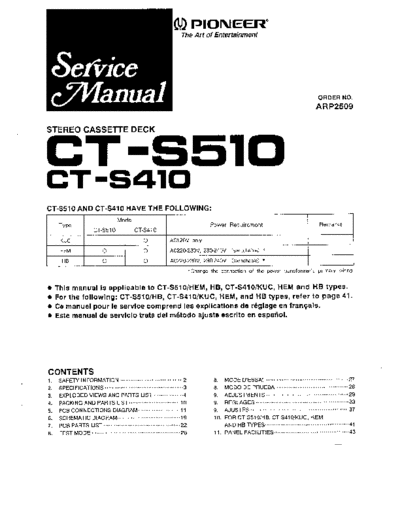 Pioneer hfe   ct-s410 s510 service en fr es  Pioneer Audio CT-S410 hfe_pioneer_ct-s410_s510_service_en_fr_es.pdf