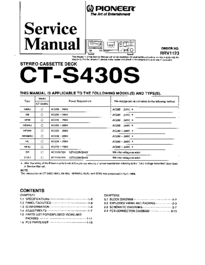 Pioneer hfe pioneer ct-s430s service en rrv1123  Pioneer Audio CT-S430S hfe_pioneer_ct-s430s_service_en_rrv1123.pdf