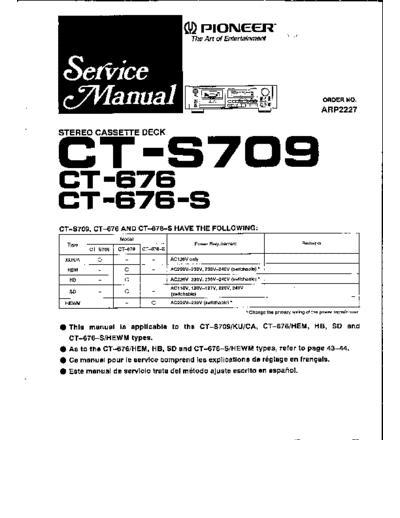 Pioneer hfe pioneer ct-676 s709 service  Pioneer Audio CT-S709 hfe_pioneer_ct-676_s709_service.pdf