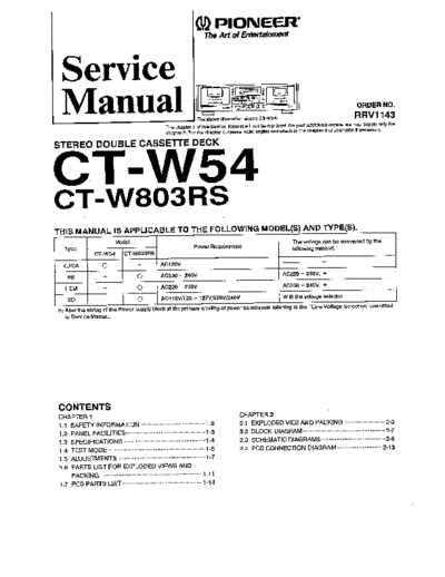 Pioneer hfe pioneer ct-w54 w803rs service rrv1143 en  Pioneer Audio CT-W54 hfe_pioneer_ct-w54_w803rs_service_rrv1143_en.pdf
