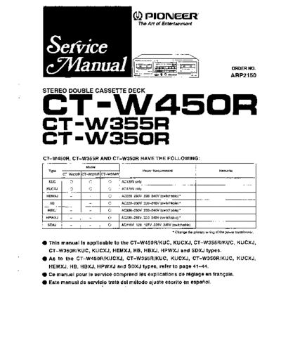 Pioneer hfe pioneer ct-w350r w355r w450r service  Pioneer Audio CT-W450R hfe_pioneer_ct-w350r_w355r_w450r_service.pdf