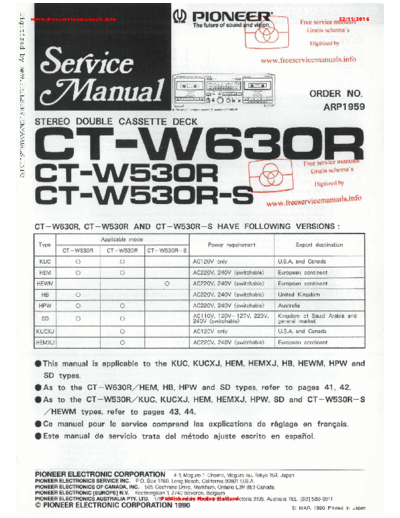 Pioneer pioneer ct w630r  Pioneer Audio CT-W630R pioneer_ct_w630r.pdf