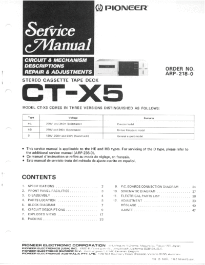 Pioneer ct x5 arp 218 0 924  Pioneer Audio CT-X5 ct_x5_arp_218_0_924.pdf
