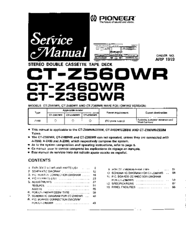 Pioneer hfe   ct-z360wr z460wr z560wr service  Pioneer Audio CT-Z460 hfe_pioneer_ct-z360wr_z460wr_z560wr_service.pdf