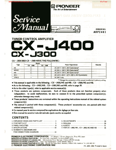 Pioneer cx-j400  Pioneer Audio CX-J400 cx-j400.pdf