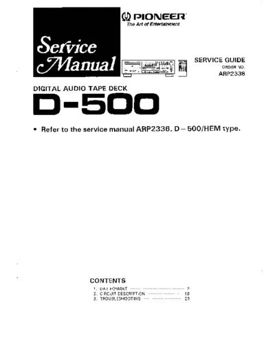 Pioneer hfe pioneer d-500 service guide en arp2338  Pioneer Audio D-500 hfe_pioneer_d-500_service_guide_en_arp2338.pdf