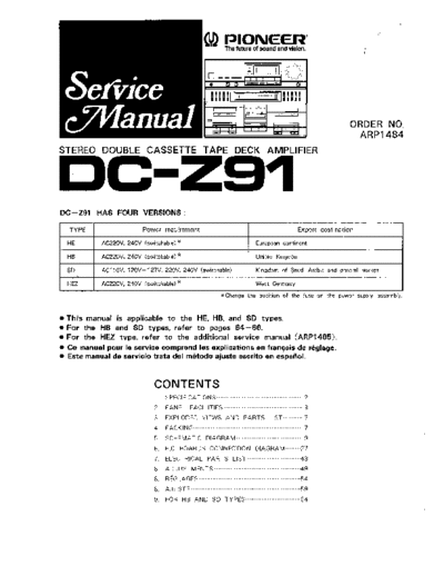 Pioneer hfe pioneer dc-z91 service  Pioneer Audio DC-Z91 hfe_pioneer_dc-z91_service.pdf