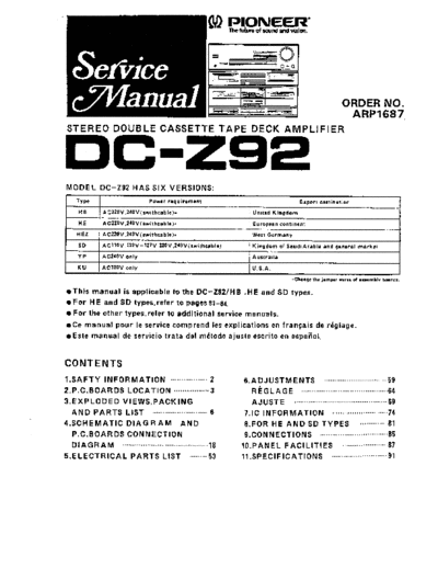 Pioneer hfe   dc-z92 service  Pioneer Audio DC-Z92 hfe_pioneer_dc-z92_service.pdf