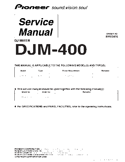 Pioneer PIONEER DJM-400 RRV3476 DJ-mixer sm-Additional  Pioneer Audio DJM-400 PIONEER_DJM-400_RRV3476_DJ-mixer_sm-Additional.pdf