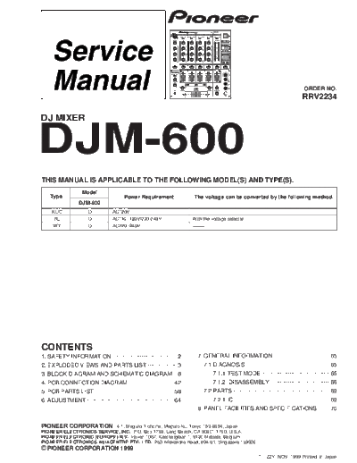 Pioneer pioneer djm-600 mixer service manual  Pioneer Audio DJM-600 pioneer_djm-600_mixer_service_manual.pdf
