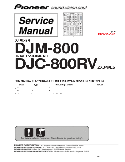 Pioneer hfe pioneer djm-800 service prov en  Pioneer Audio DJM-800 hfe_pioneer_djm-800_service_prov_en.pdf