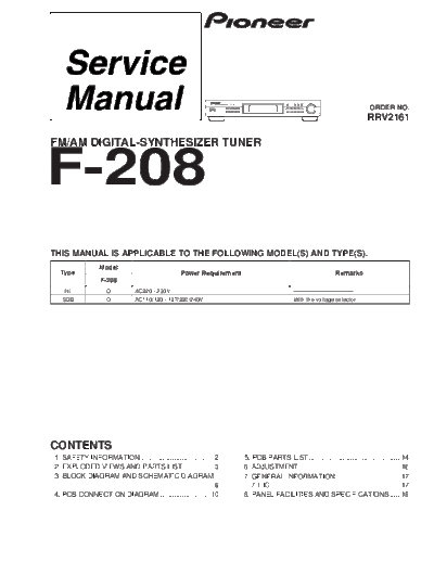 Pioneer hfe pioneer f-208 service en  Pioneer Audio F-208 hfe_pioneer_f-208_service_en.pdf