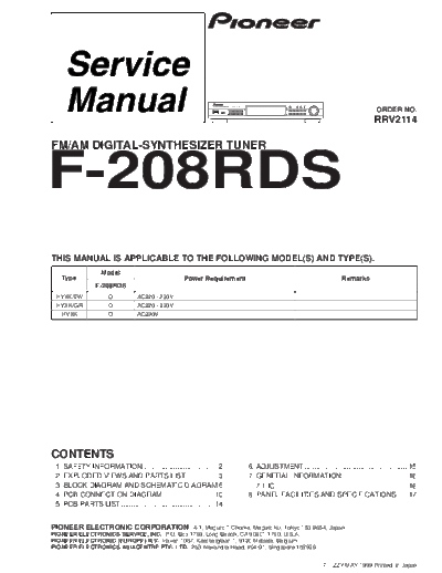 Pioneer hfe   f-208rds service rrv2114 en  Pioneer Audio F-208RDS hfe_pioneer_f-208rds_service_rrv2114_en.pdf