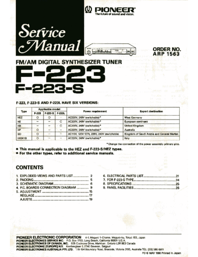 Pioneer hfe pioneer f-223 service en  Pioneer Audio F-223 hfe_pioneer_f-223_service_en.pdf