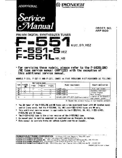 Pioneer f-551 sm  Pioneer Audio F-551 pioneer_f-551_sm.pdf