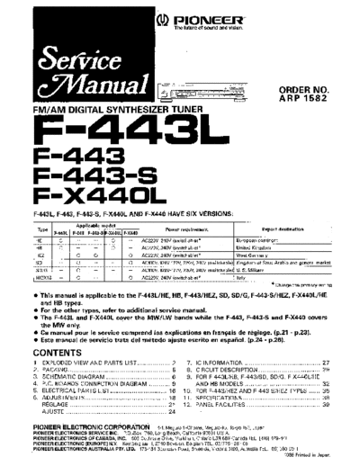 Pioneer hfe pioneer f-443 x440 service arp1582 en  Pioneer Audio F-X440 hfe_pioneer_f-443_x440_service_arp1582_en.pdf