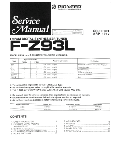 Pioneer hfe   f-z93l schematics  Pioneer Audio F-Z93 hfe_pioneer_f-z93l_schematics.pdf