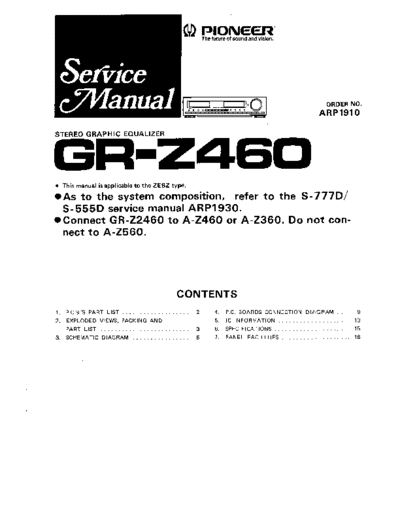 Pioneer hfe pioneer gr-z370 z460 service  Pioneer Audio GR-Z460 hfe_pioneer_gr-z370_z460_service.pdf
