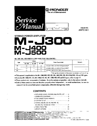 Pioneer hfe pioneer m-j300 j400 j500 service  Pioneer Audio M-J300 hfe_pioneer_m-j300_j400_j500_service.pdf