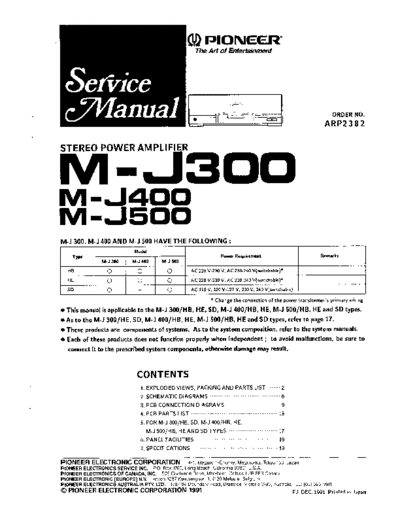 Pioneer hfe pioneer m-j300 j400 j500 service  Pioneer Audio M-J500 hfe_pioneer_m-j300_j400_j500_service.pdf