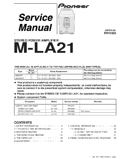 Pioneer hfe pioneer m-la21 service en  Pioneer Audio M-LA21 hfe_pioneer_m-la21_service_en.pdf