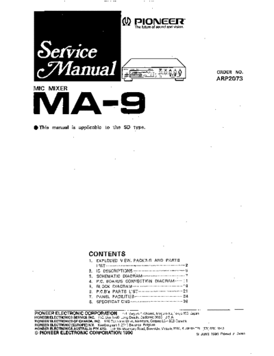 Pioneer hfe pioneer ma-9 service  Pioneer Audio MA-9 hfe_pioneer_ma-9_service.pdf