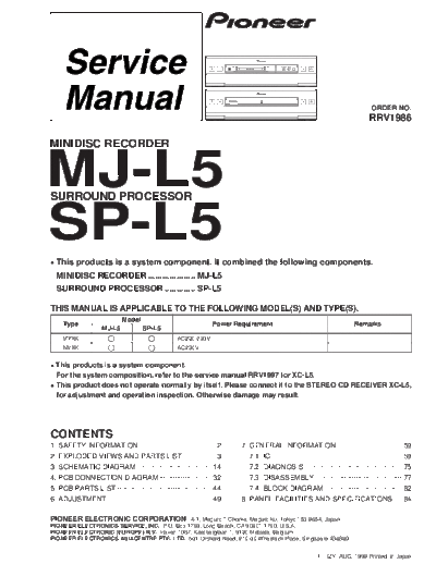Pioneer hfe pioneer mj-l5 sp-l5 service rrv1986 en  Pioneer Audio MJ-L5 hfe_pioneer_mj-l5_sp-l5_service_rrv1986_en.pdf