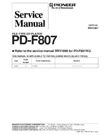 Pioneer hfe pioneer pd-f807 service rrv1967 en  Pioneer Audio PD-F807 hfe_pioneer_pd-f807_service_rrv1967_en.pdf