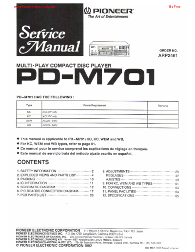 Pioneer pdm701  Pioneer Audio PD-M701 pdm701.pdf
