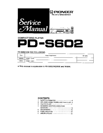 Pioneer hfe   pd-s602 service  Pioneer Audio PD-S602 hfe_pioneer_pd-s602_service.pdf