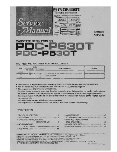 Pioneer PIONEER PDC-P630T PDC-P530T ARP2647  Pioneer Audio PDC-P630T PIONEER_PDC-P630T_PDC-P530T_ARP2647.pdf