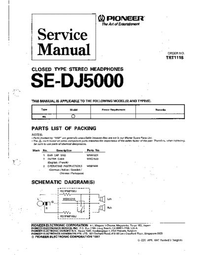 Pioneer trt1118 se dj5000 116  Pioneer Audio Pioneer Head-Phones trt1118_se_dj5000_116.pdf