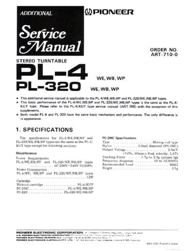 Pioneer ve   pl-4 320 service add en  Pioneer Audio PL-320 ve_pioneer_pl-4_320_service_add_en.pdf