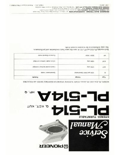 Pioneer -PL-514A-Service-Manual  Pioneer Audio PL-514A Pioneer-PL-514A-Service-Manual.pdf