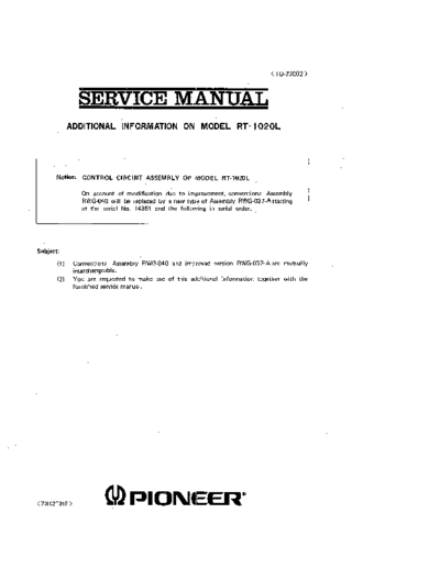 Pioneer hfe pioneer rt-1020l service add td-73002 en  Pioneer Audio RT-1020L hfe_pioneer_rt-1020l_service_add_td-73002_en.pdf