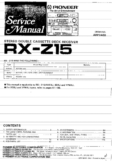 Pioneer pioneer rx z15 arp2460  Pioneer Audio RX-Z15 pioneer_rx_z15_arp2460.pdf