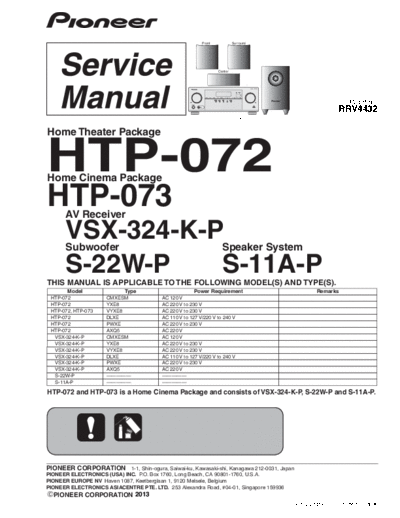 Pioneer pioneer htp-072 htp-073 vsx-324-k-p s-22w-p s-11a-p sm  Pioneer Audio S-22W-P pioneer_htp-072_htp-073_vsx-324-k-p_s-22w-p_s-11a-p_sm.pdf