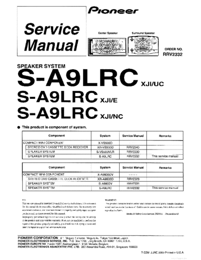Pioneer hfe   s-a9lrc service rrv2332 en  Pioneer Audio S-A9LRC hfe_pioneer_s-a9lrc_service_rrv2332_en.pdf