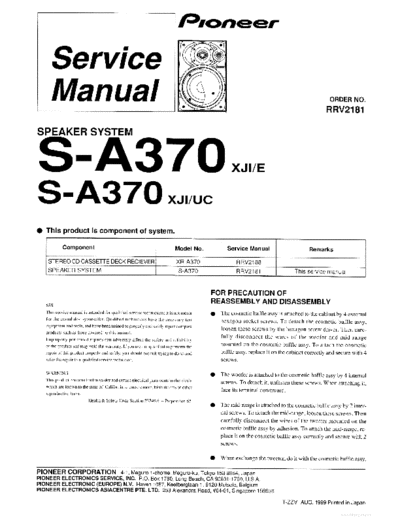 Pioneer hfe pioneer s-a370 service rrv2181 en  Pioneer Audio S-A370 hfe_pioneer_s-a370_service_rrv2181_en.pdf