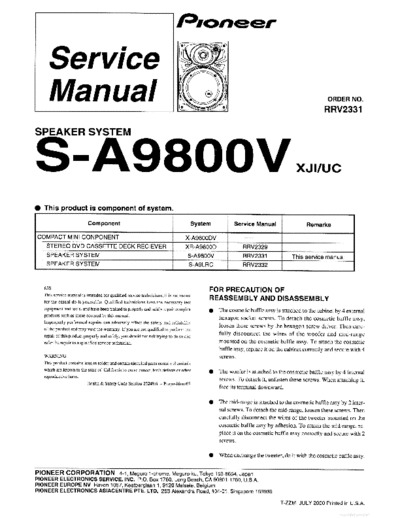 Pioneer hfe pioneer s-a9800v service rrv2331 en  Pioneer Audio S-A9800V hfe_pioneer_s-a9800v_service_rrv2331_en.pdf