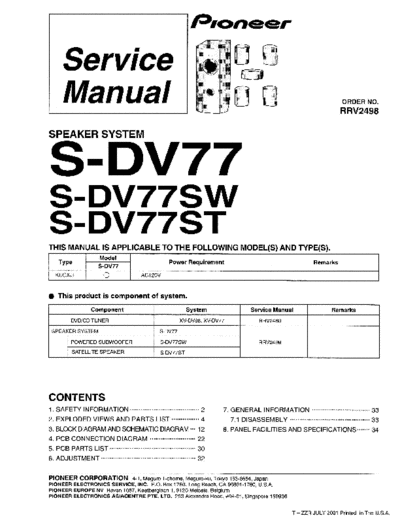 Pioneer hfe   s-dv77 service rrv2498 en  Pioneer Audio S-DV77 hfe_pioneer_s-dv77_service_rrv2498_en.pdf